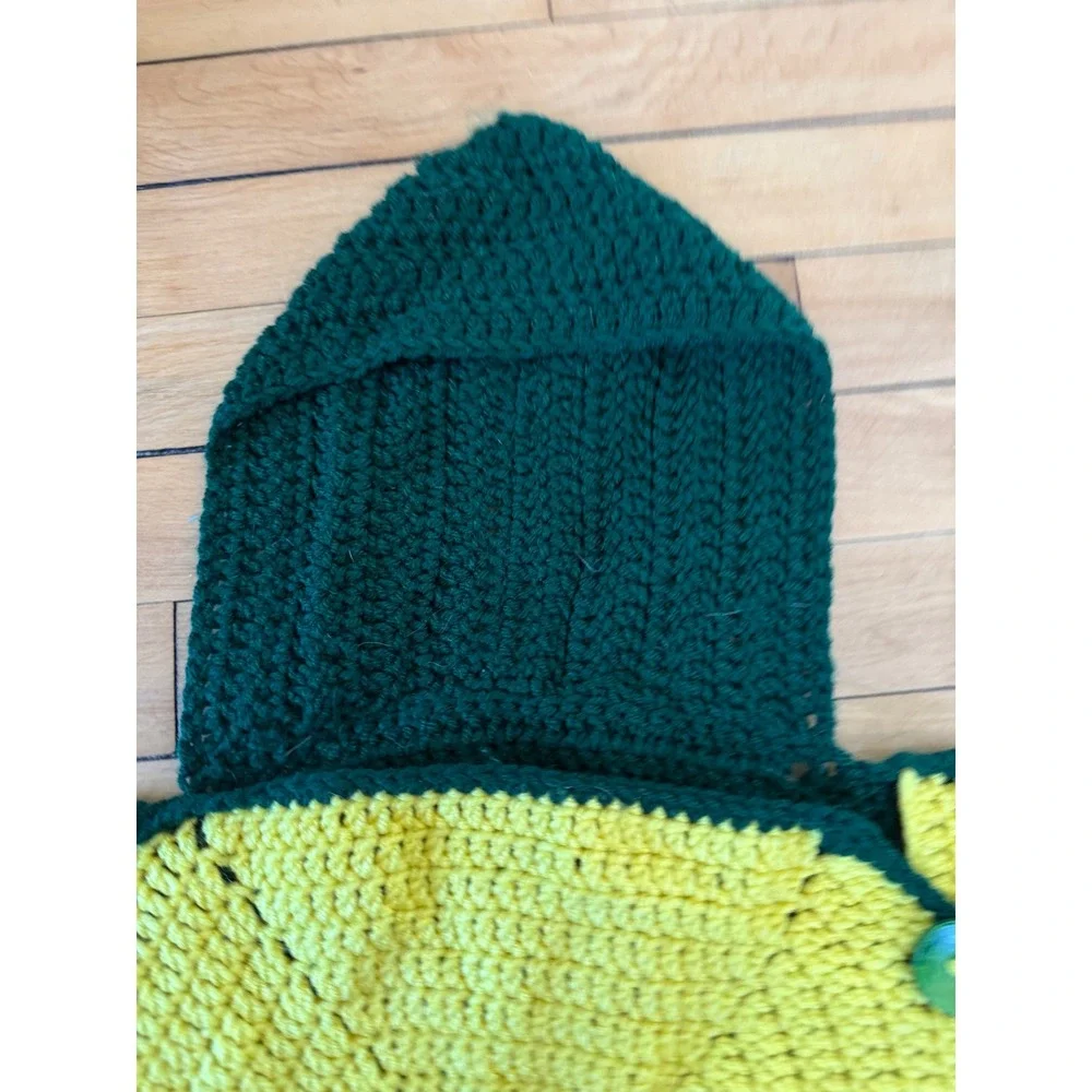 Handmade Crochet Star Baby Bunting Bag Hooded Swaddle Yellow Green